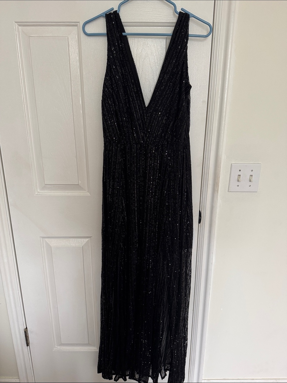 BB Dakota Black Sparkle V-Neck Maxi Dress